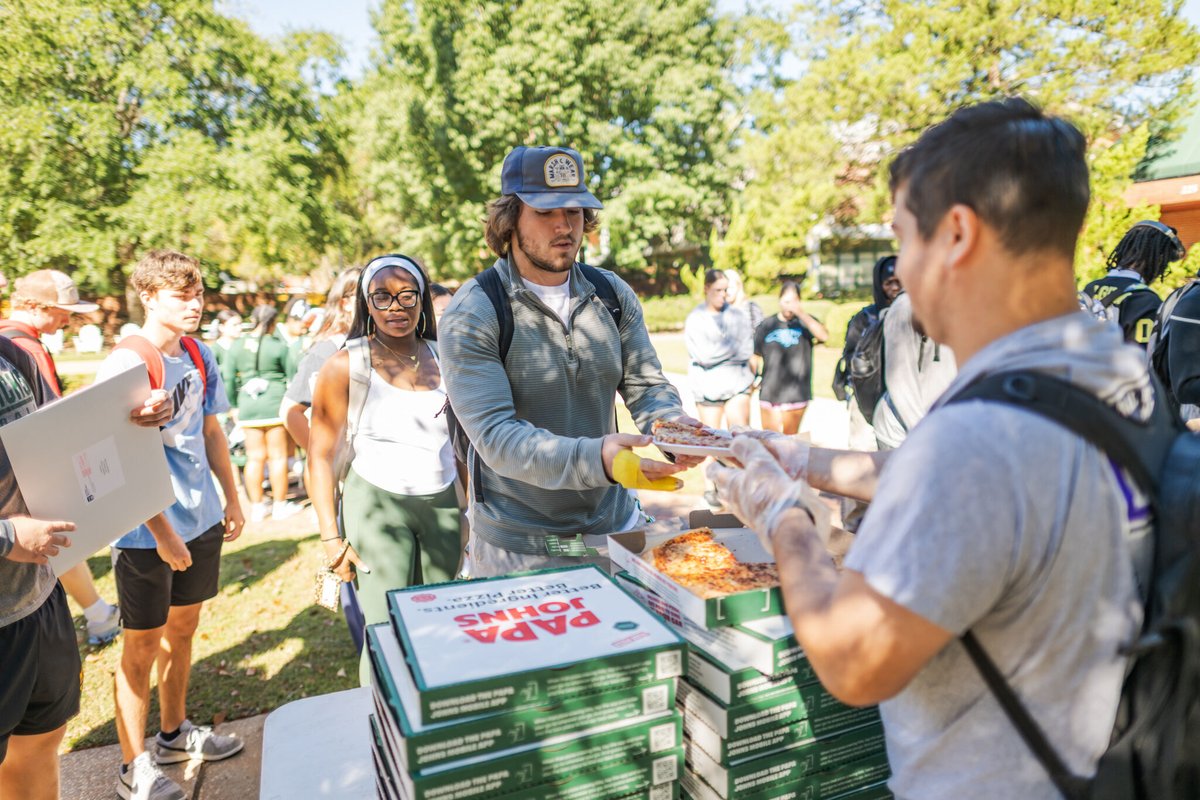MethodistU's tweet photo. MU's 2026 Homecoming is officially underway! 🦁🎉

A pep rally and pizza in the quad started things off, but there's plenty of excitement still to come. Like tonight's cookout sponsored by Fraternity &amp; Sorority Life ➡️ Outdoor basketball courts, 7 p.m. https://t.co/D2agwB6KZP