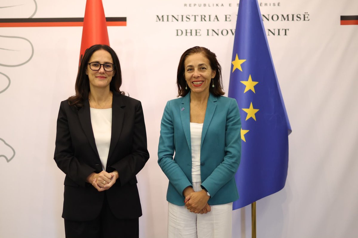 EUAmbAL's tweet photo. Supporting small and medium-sized business &amp; improving the investment climate are key to Albania’s🇦🇱 EU path.

Today, I had a good exchange with Minister Delina Ibrahimaj on #Albania’s EU🇪🇺accession process, the development of SMEs and attracting foreign direct investment. (1/2) https://t.co/T3TDS3UyaM