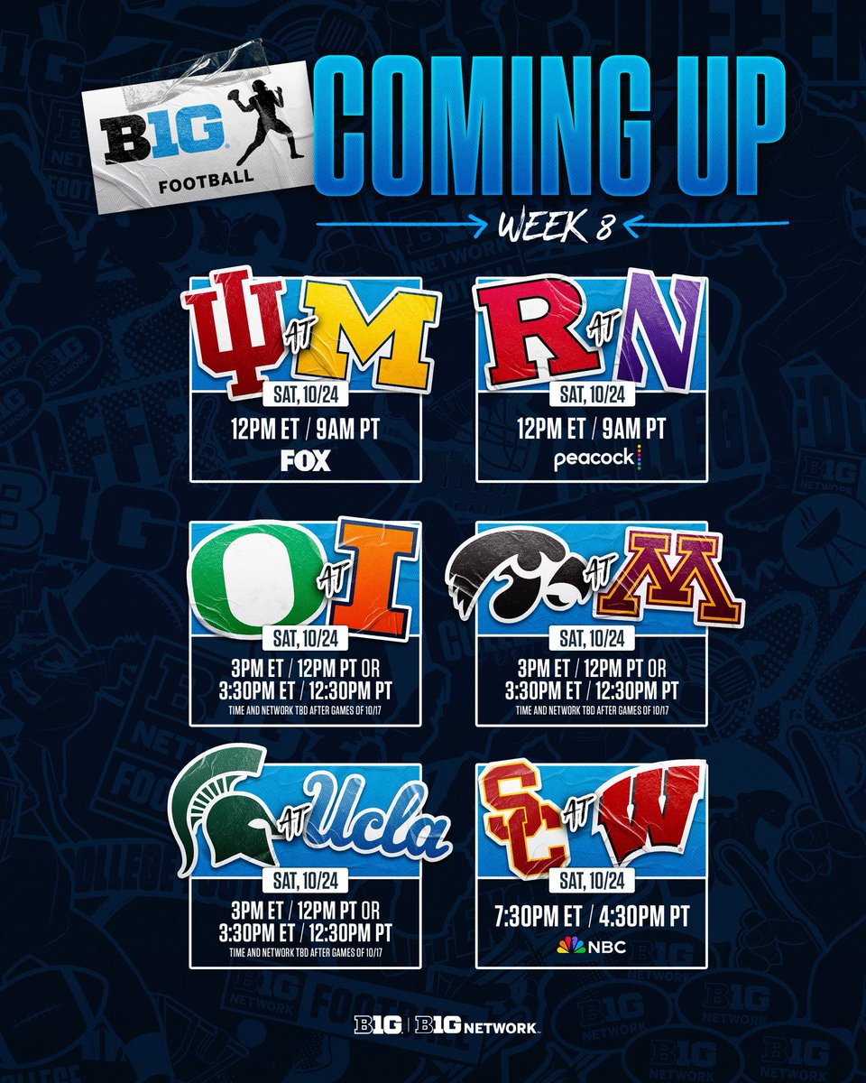 B1Gfootball's tweet photo. Here’s an early look at the Week 8 schedule 👀 https://t.co/4La5C9OXPu