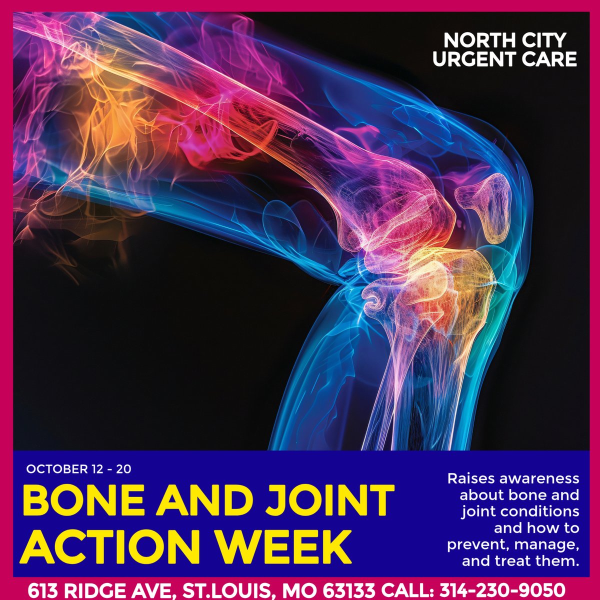 Danielbekele_MD's tweet photo. Bone and Joint Action Week is a chance to learn how to prevent, manage, and treat bone and joint conditions. Get guidance from North City Urgent Care. #BoneAndJointHealth https://t.co/w2gy9rJoFA