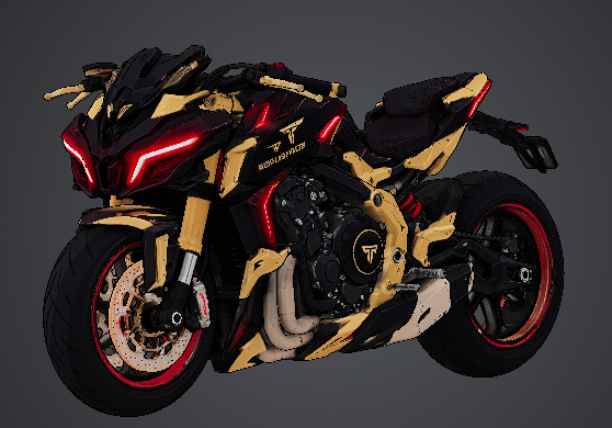BuildWithND's tweet photo. 🏍️🔥 Meet TITANFORGE X — THE INFERNAL BEAST.

An aggressive fusion of muscular streetfighter proportions, an oversized armored front, crimson LED eyes, exposed mechanical engineering, and black-and-gold armor.

Created with @tripoai 

#TripoAI #Tripo3D #MotorcycleDesign #3DArt https://t.co/kO14Xat48k