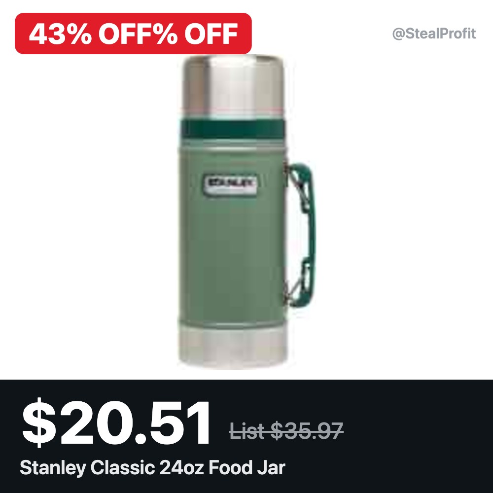 StealProfit's tweet photo. Stanley Classic Legendary 24oz insulated food jar for $20.51 (was $35.97, 10:28am PT)
https://t.co/lam9AUsSfT #ad
43% off, sold by Amazon. 4.7★ from 12K+ reviews, 4K+ bought last month https://t.co/dAptcFP7ew