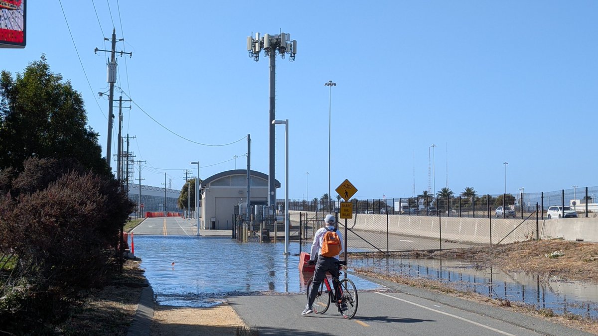 RamonTinio's tweet photo. Yesterday's King Tide is a harbinger of things to come.  As global warming gets worse and raises up our sea level, many of my beautiful bike trails along the Bay will disappear beneath the waters. https://t.co/3bJuXJ3tuk