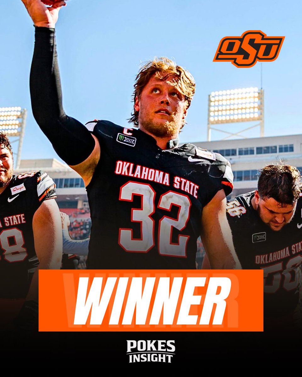 PokesInsight's tweet photo. 🚨 Oklahoma State LB Ethan Wesloski has won Big 12 Defensive Player of the Week for the third time this season.

This is now three out of his last four playing weeks earning the achievement. Wesloski was granted the honor vs Oregon, West Virginia &amp; UCF. https://t.co/f2iR239Q50