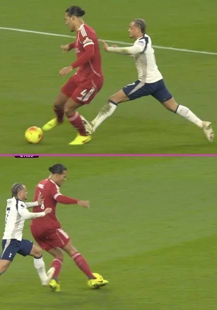footballconfid1's tweet photo. Xavi Simons does an innocuous calf scrape... INSTANT RED CARD! Why? Because “it’s Spurs so f*ck ‘em!”

Bruno Fernandes commits a dangerous ankle stamp on JP van Hecke, but VAR don’t care. Why? Because “it’s Spurs so f*ck ‘em!”

And @prorefofficial will still try to claim there’s no bias in their decision-making 😂😭