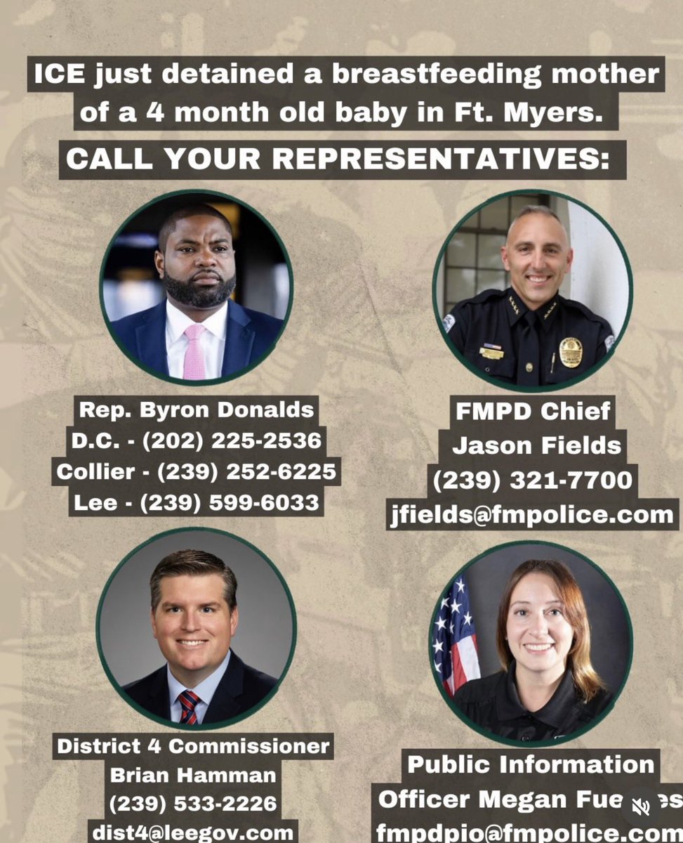 tomaskenn's tweet photo. Today: breastfeeding mother of a 4 month old was detained by ICE in collaboration with Fort Myers police. https://t.co/CEQuTYIaws