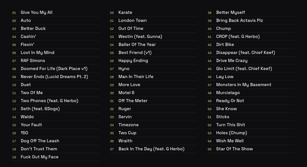 more_hits_'s tweet photo. Every Juice WRLD Song Left https://t.co/oXcffgLV3P