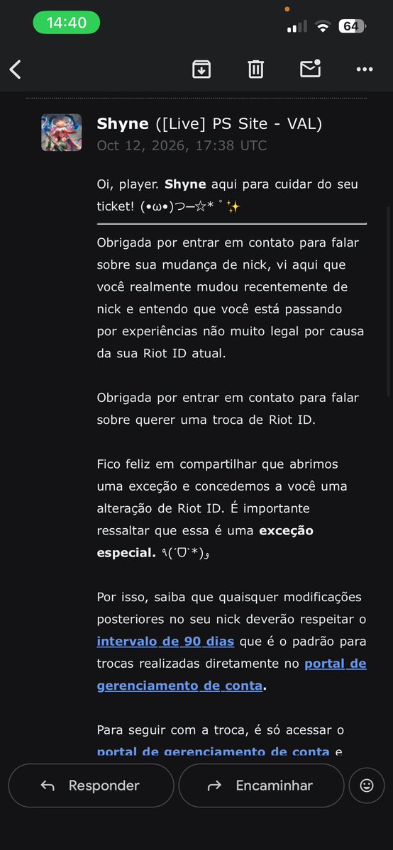 astrosvlr's tweet photo. @riotgames @RiotSupport @VALORANTBrasil parabéns pelo suporte de vocês, de longe o melhor de todos jogos online que já joguei, obrigado por me ajudarem com meu problemas amo vocês ❤️ https://t.co/23z2GNYhAu