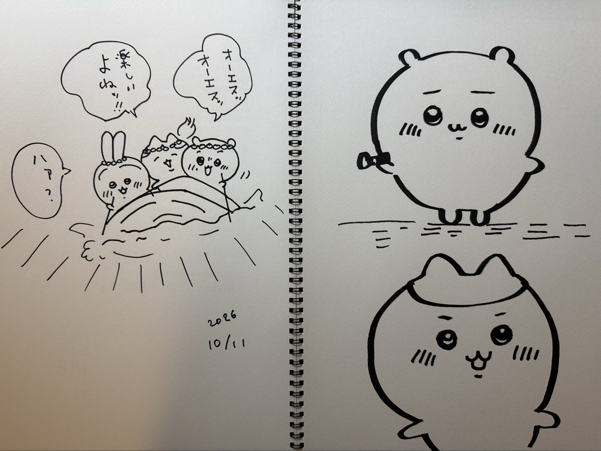 itoi_shigesato's tweet photo. 太いマジックででっかく描いてみた。あんがいスムーズに描けるような気がする。#ちいかわ臨書 https://t.co/TvlbfMvGtf