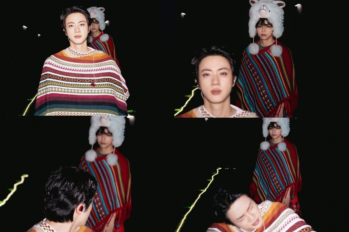 LottiesxWorld's tweet photo. this photo sequence lmaoo, jin is so done with taehyung photobombing his solo shots 😭🤣😭 https://t.co/ZRY4ix85Cx