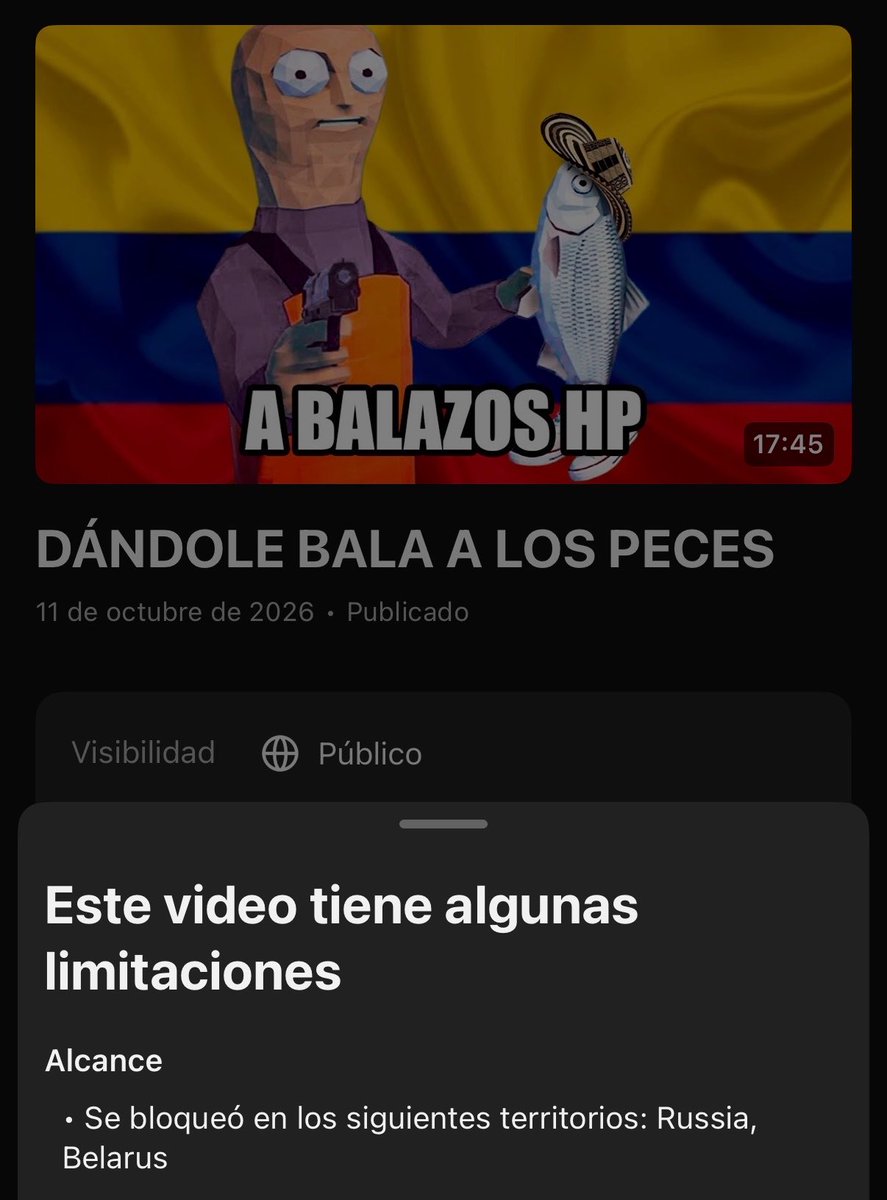 Pablots19's tweet photo. Oe Kris R por qué el reclamo de copyright me bloqueó el video en Rusia que es donde más seguidores tengo, no me trate así pa https://t.co/Gsbv35eiAp