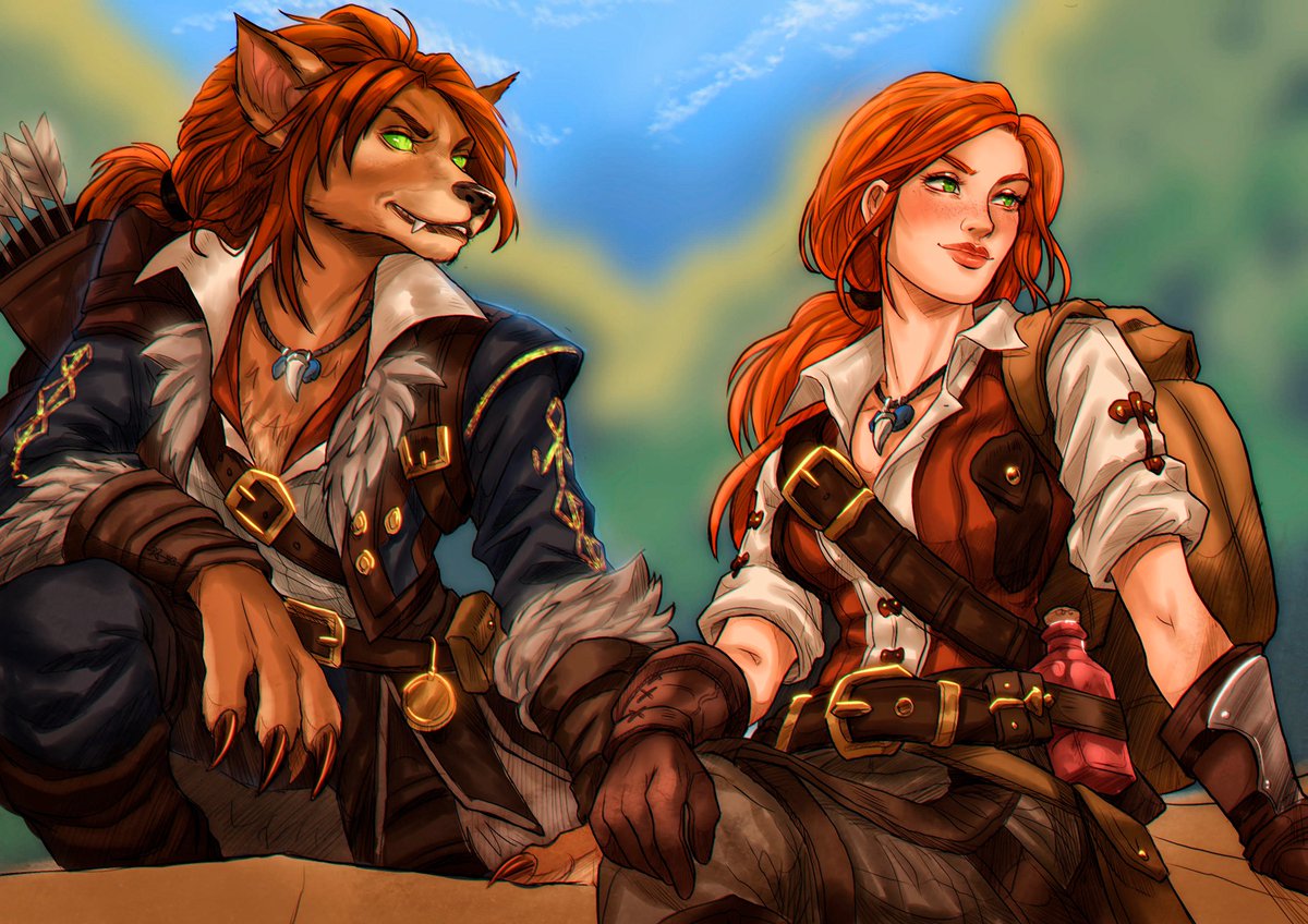 SheiSketch's tweet photo. #VgenComm Sketch commission for Zig and their character (Same person! Worgen with her human form too) I hope you like it! #wow #worgen #human https://t.co/ED6N2Ic52h
