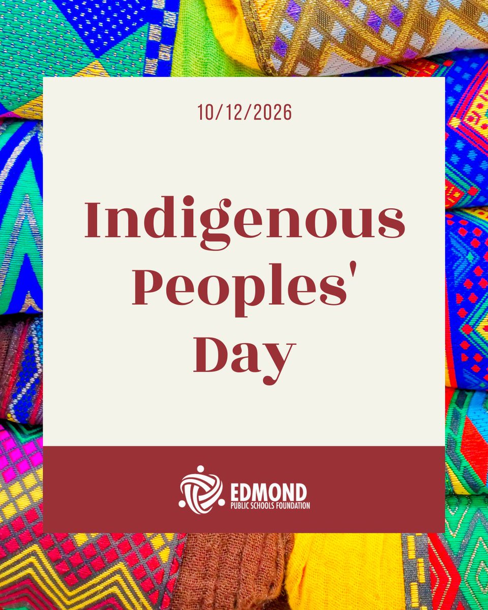 EdmondPSF's tweet photo. Happy Indigenous Peoples' Day from the Edmond Public Schools Foundation.
Wishing you a meaningful Indigenous Peoples' Day.
#IndigenousPeoplesDay #EdmondPublicSchools #OneEdmond #EPSFoundation https://t.co/PRigm1lh9c