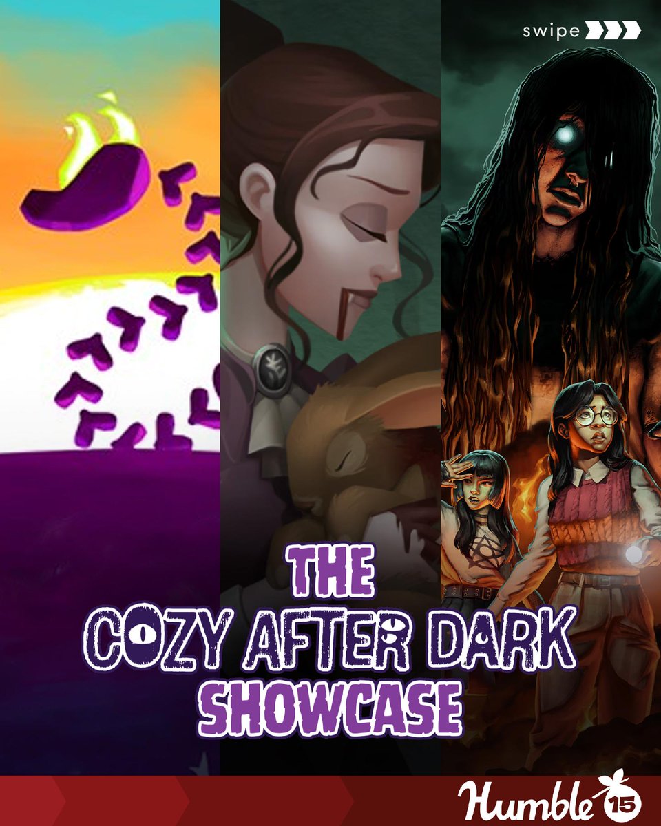 humble's tweet photo. Have some after hours fun with the Cozy After Dark Showcase bundle and games set in the middle of the night!

- Cabernet
- Fear the Spotlight
- Kulebra and the Souls of Limbo
- and more! Supports @Dames4Games | https://t.co/Xywfzcv675 https://t.co/6YULgP1Bv1