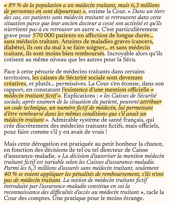 aympontier's tweet photo. Il y a 20 ans, la Sécu a créé le médecin traitant obligatoire, sous peine d'un moindre remboursement. Mais 570 000 personnes en affection de longue durée n'en ont pas, parfois parce qu'elles n'en trouvent pas. Elle a donc inventé le « médecin traitant fictif ».
https://t.co/GdVBotxXzR