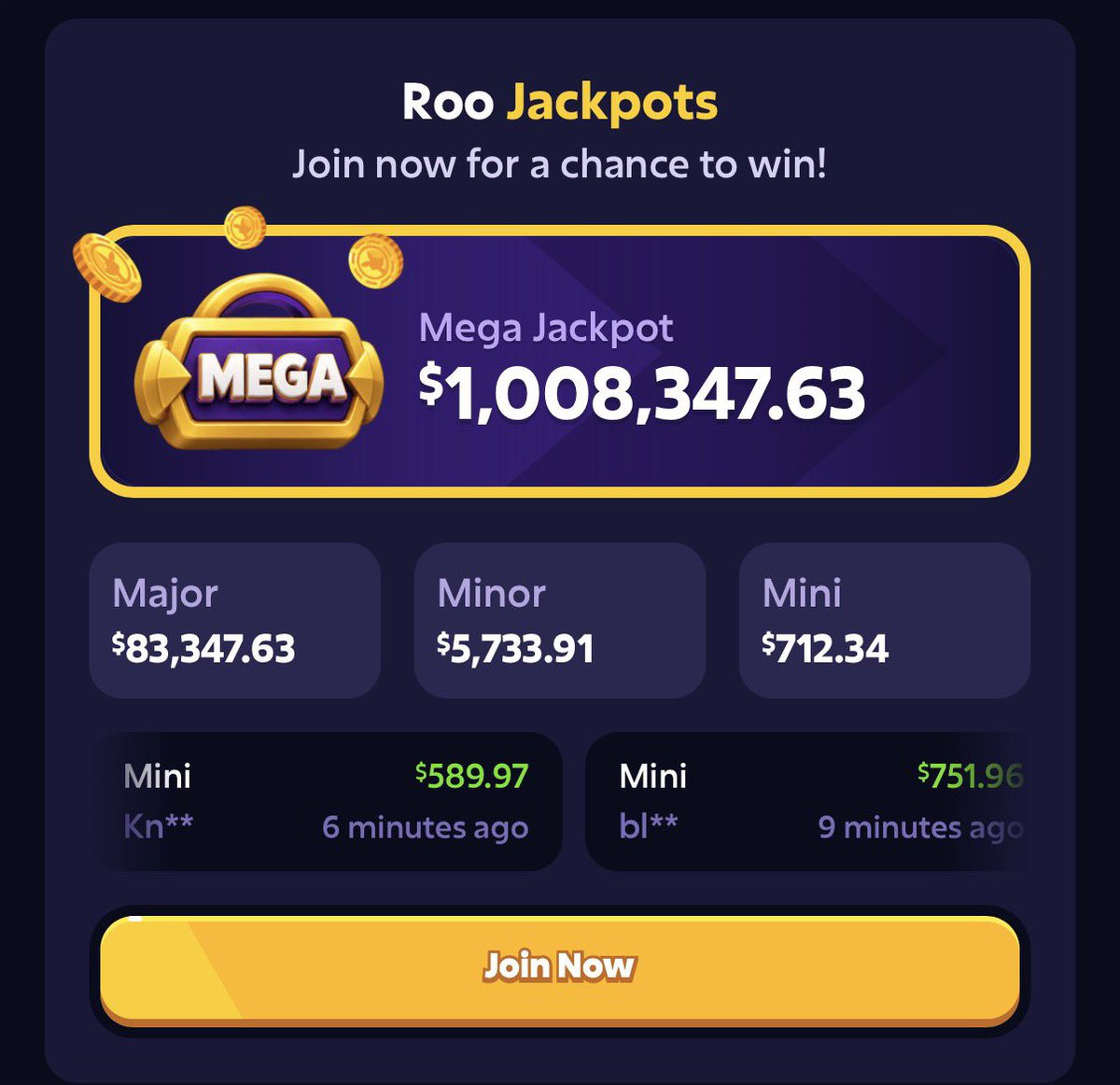 gamblingverse's tweet photo. ROO JACKPOTS JUST LANDED ON @Roobet! 🚨💰

The MEGA jackpot is already over $1,000,000!

What would YOU do if you hit that?

🎁 Giving away some cash to celebrate!

Drop your Roobet username below 👇 https://t.co/8HpAtbvXu9