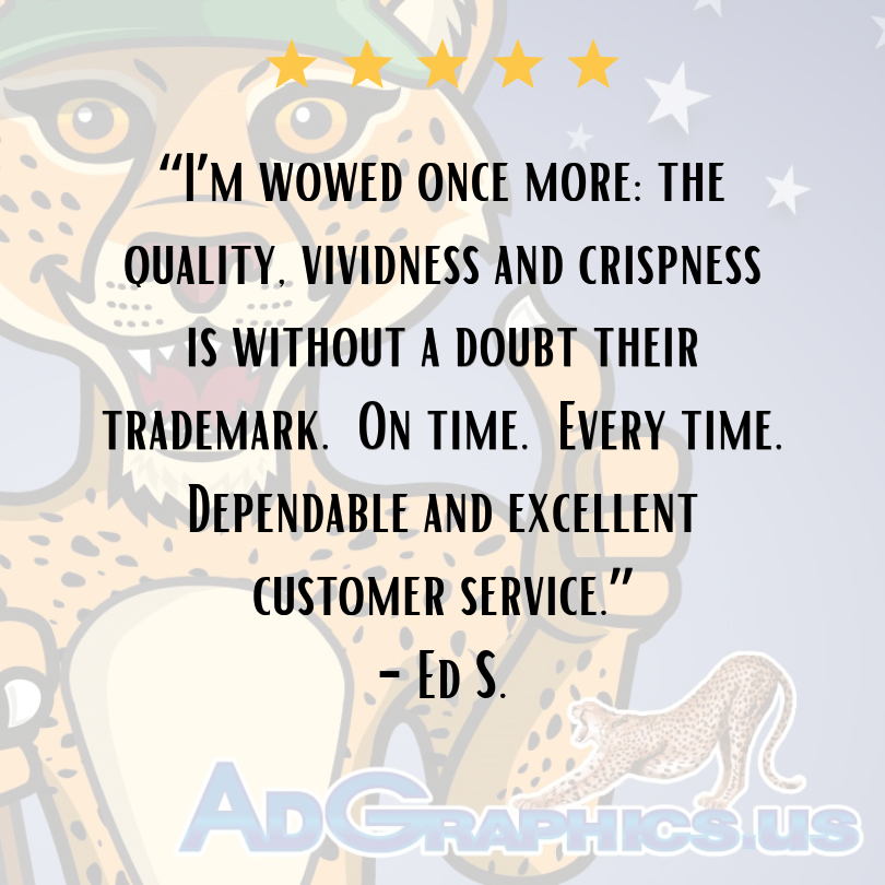 AdGraphicsUS's tweet photo. Thank you for the glowing review, Ed! 😎

https://t.co/EEE8NORrmS

#adgraphics #signs #graphics #vehiclewrap #advertising #marketing #branding https://t.co/WQ2tl9dCjq