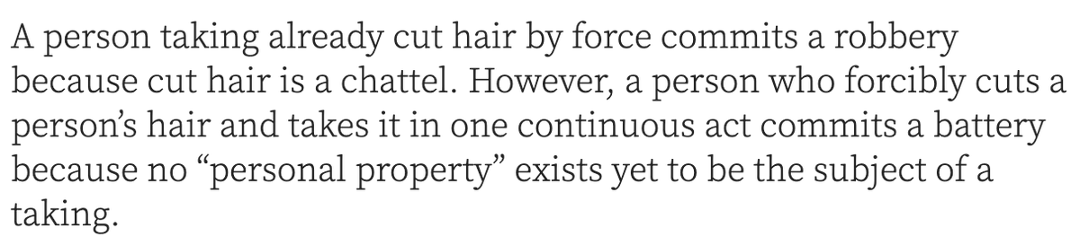 EvidenceProf's tweet photo. Today's blog post: "California Court Reverses Felony Murder Conviction, Finding Forcible Cutting of Human Hair is Battery, Not Robbery": https://t.co/u8M83otCqK https://t.co/7j7HioNLcv