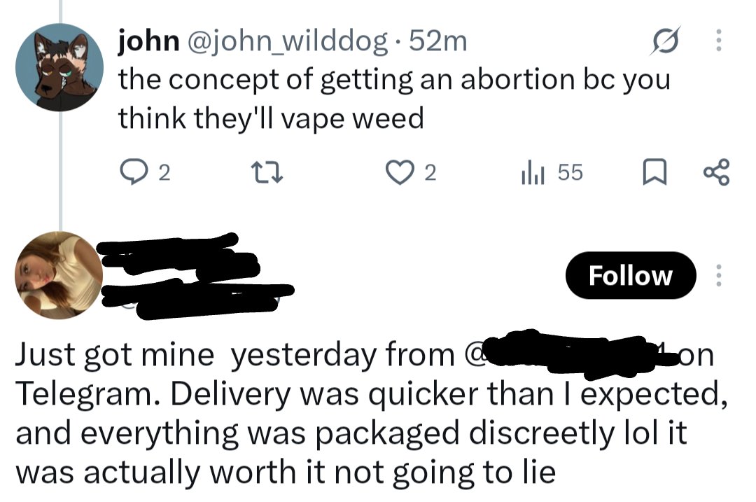 john_wilddog's tweet photo. theyre selling abortions on telegram #theyresellingabortionsontelegram https://t.co/nPD89xPMHX