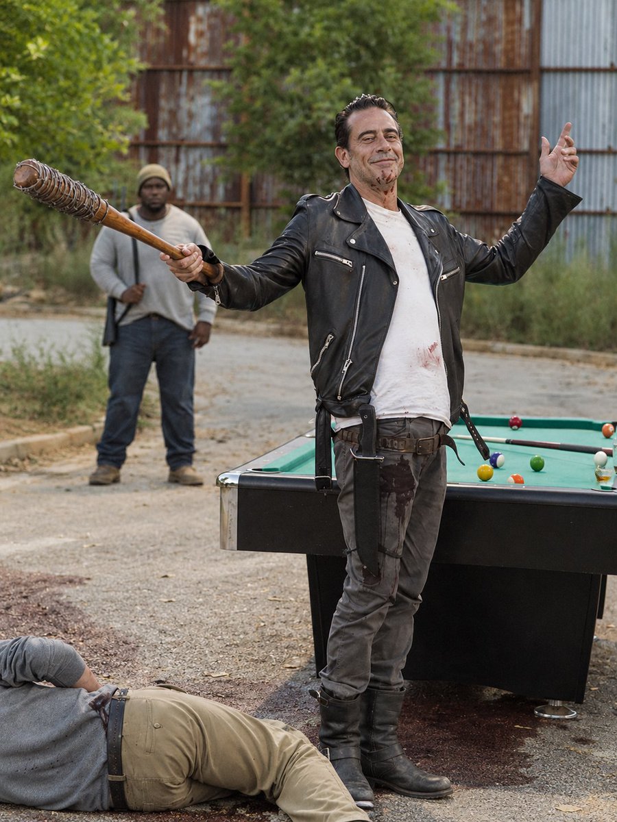 ClosingEpic's tweet photo. The man who saved The Walking Dead from fading into irrelevance and being forgotten. Love him or hate him, Negan is one of the biggest reasons people still talk about the show to this day. 🐐🔥

#TWD #Negan #Lucille #JeffreyDeanMorgan 
#TWDfamily #Deadcity https://t.co/1AODzBJjRO