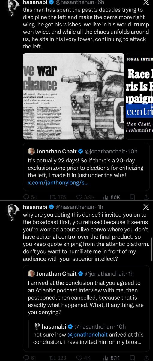 Awk20000's tweet photo. Hasan dropped a flurry of tweets on the timeline going at Jonathan Chait after his article about him https://t.co/KpX5g0HIEq