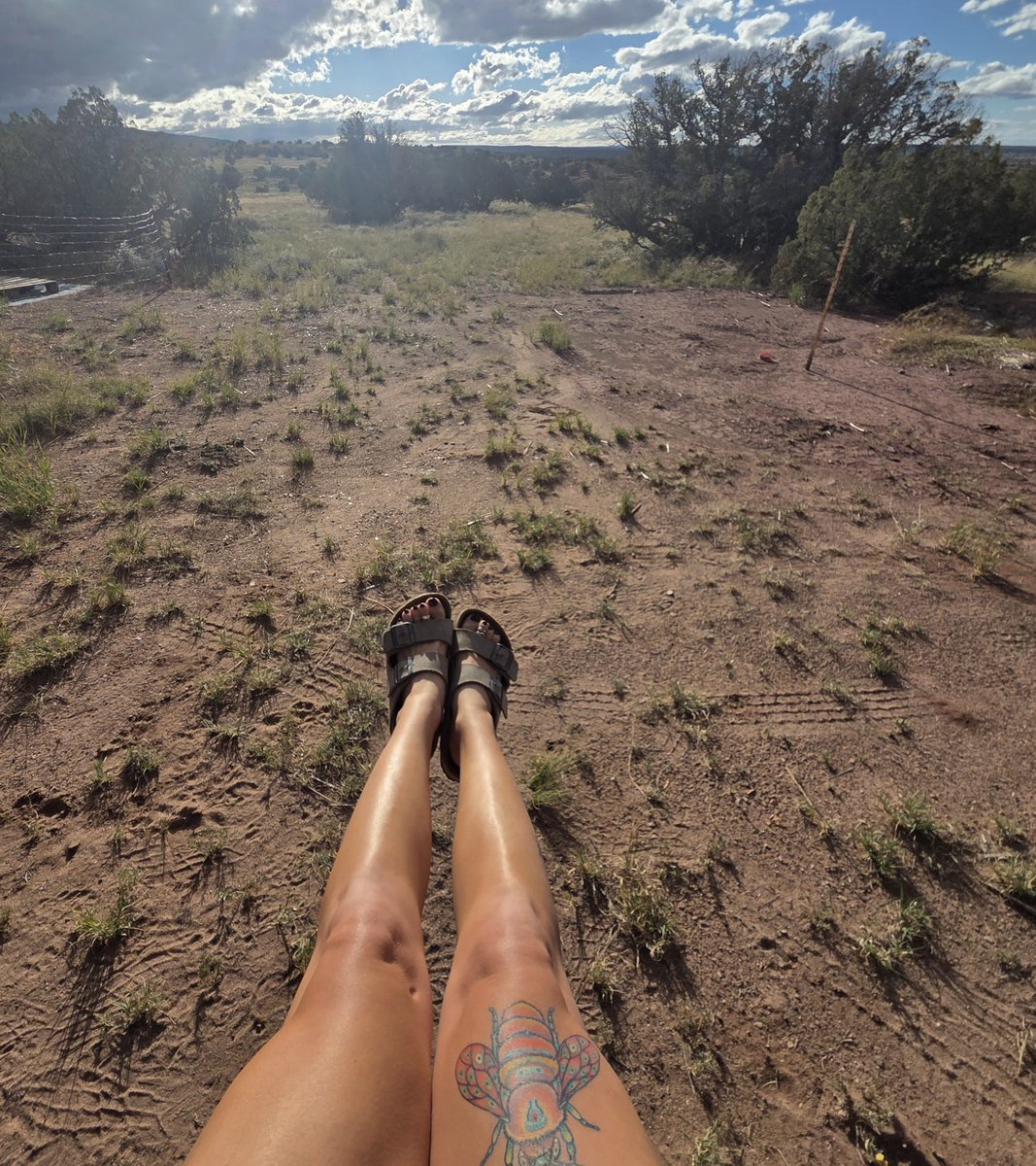 PinkGlitterstom's tweet photo. Sitting on the tailgate with this view 😊
I am really enjoying this camping trip,
These Birkenstocks are just getting better and better. https://t.co/JJ9AjQuUNR