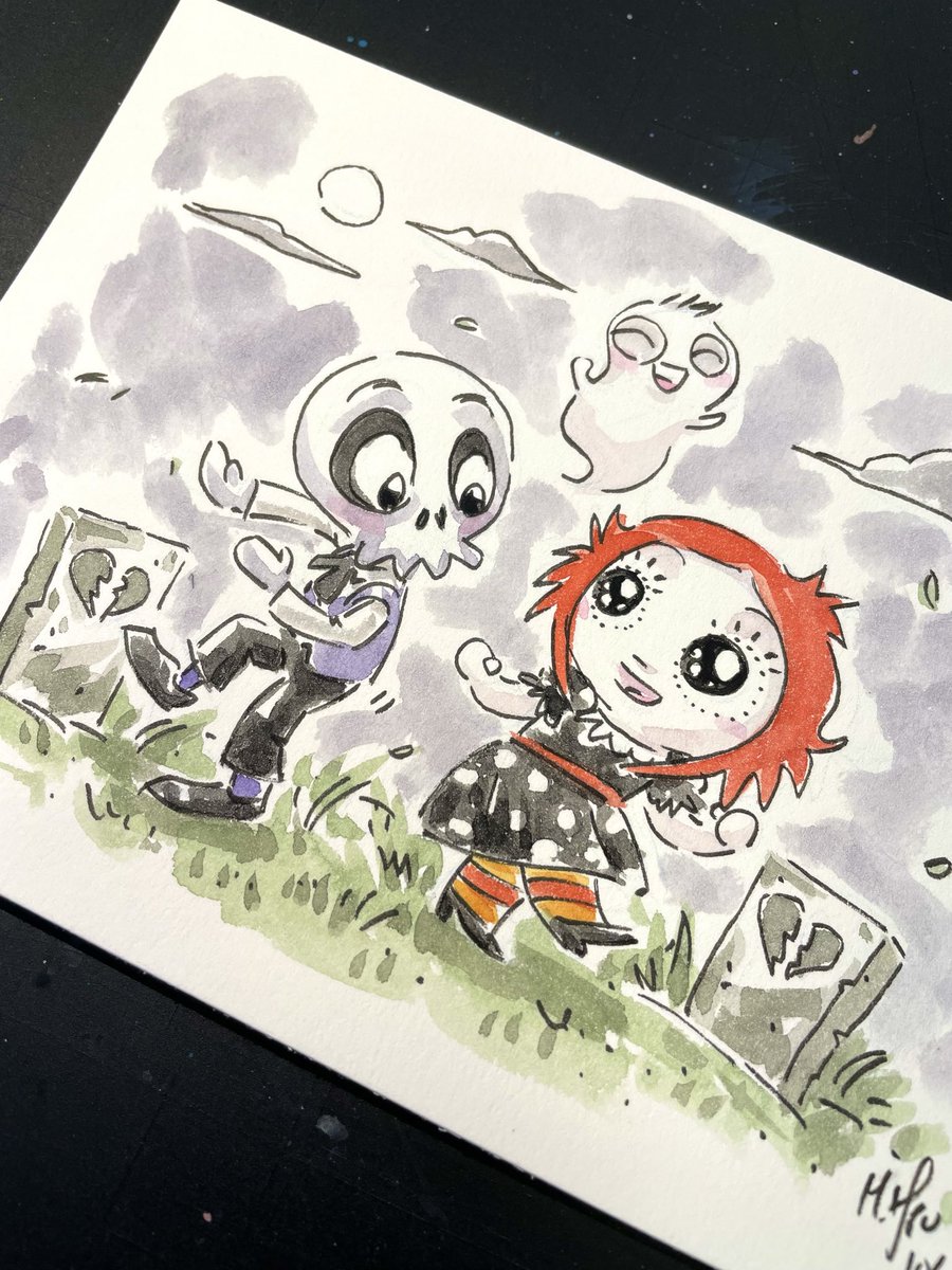 MartinHsu's tweet photo. Danse Macabre, anyone?💃🏽🕺🏻💀❤️‍🩹👻

#RubyGloom #Spooktober https://t.co/QeUyZcJFZn