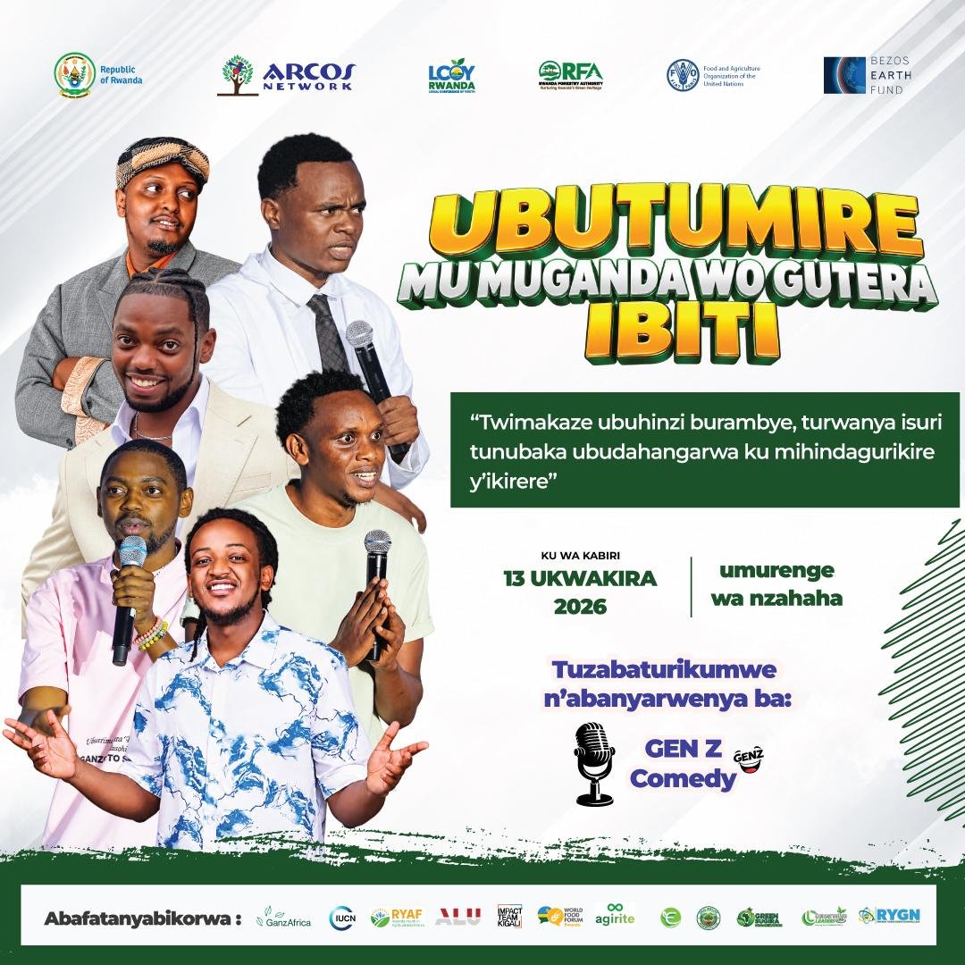 JoelOptimist1's tweet photo. 📢 Banyarusizi, muratumiwe!

Kuri uyu wa kabiri, kuwa 13 Ukwakira 2026, muzaze twifatanye mu gikorwa cyo gutera ibiti 2,500 ku buso bwa hegitari 5 no kuganira ku mihindagurikire y’ikirere, mu Murenge wa Nzahaha.

GenZ Comedy na bo bazaba bahari!

#RwandaClimateMonth2026 #LCOYRwanda2026