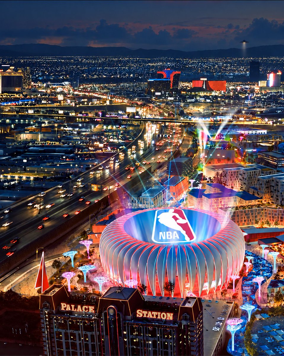 LasVegasLocally's tweet photo. A group wants to build an NBA arena in the strange and scary netherworld behind Palace Station.

Fisher Brothers — the New York company that built the AREA15 complex — owns the empty land next to it.

Sahara and I-15 on game night will be a wild experiment in traffic engineering. https://t.co/JGxXh56UvG