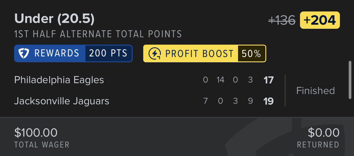 SharpHustle_'s tweet photo. 🚨$30 NFL Risk Free Profit🚨

PHI vs JAX- 1st Half Total Points 20.5

Under 20.5- $170
Over 20.5- $100
Total Out- $270
Total Return- $300.77
Total Profit- $30🤑

All plays found using @OddsJam 

DM if you truly want to learn

7 Day Free Trial 👇
https://t.co/j9b3u5Uz7A https://t.co/EiDOT4wVg8