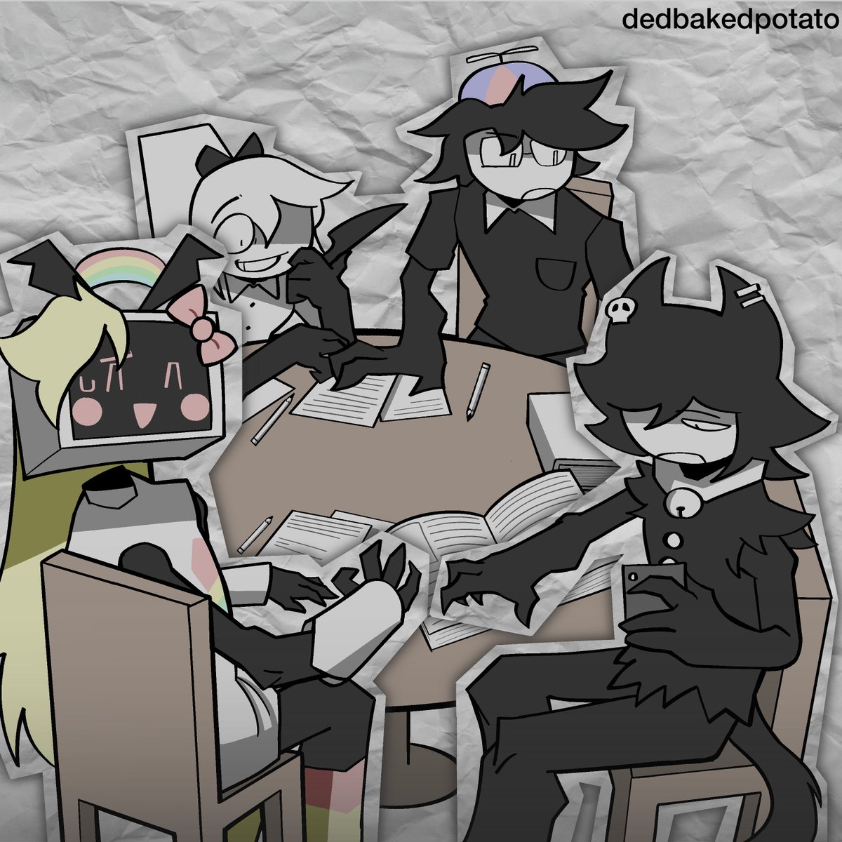 dedbakedpotato's tweet photo. #FPEtober2026/#FPEtober Prompt 12 - High School Project https://t.co/zZkzCe07YH