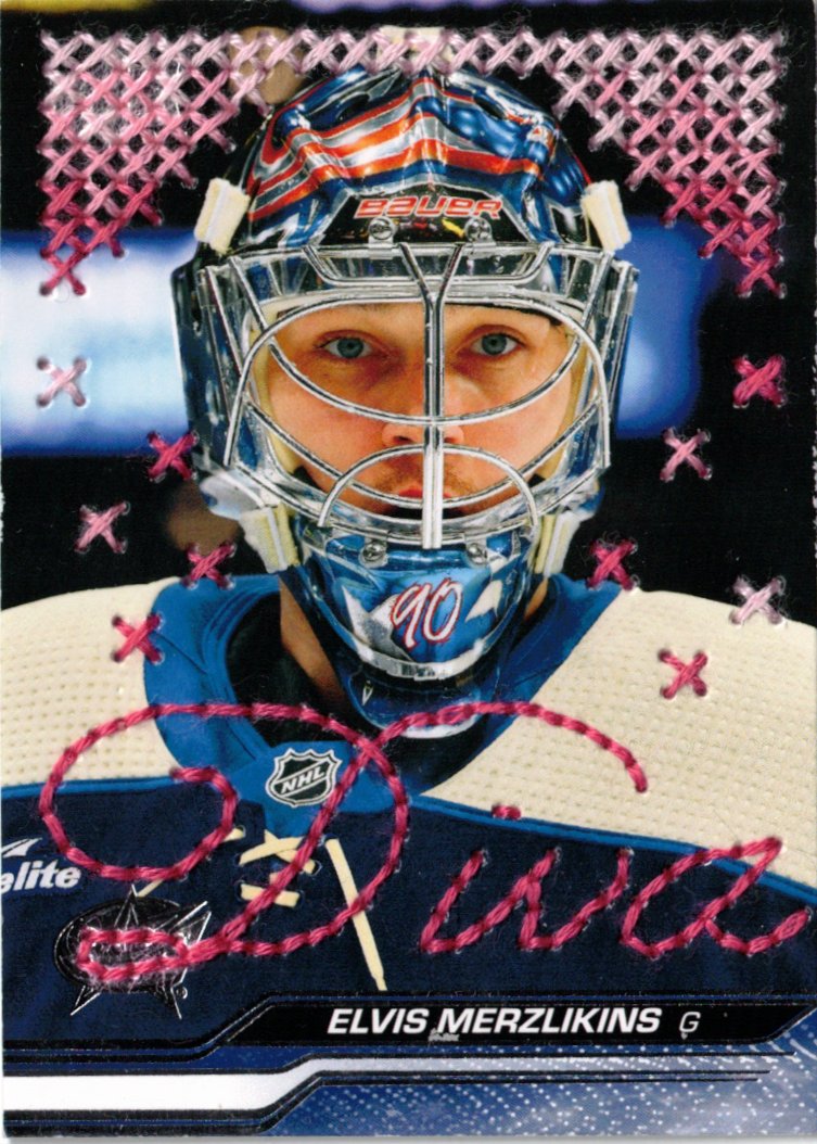 capisuzuki's tweet photo. experimenting with embroidery on hockey cards https://t.co/PS7d5VlgNJ