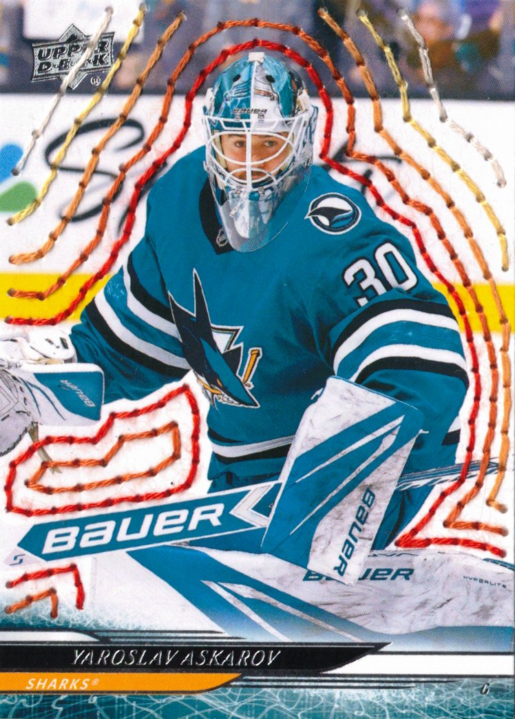 capisuzuki's tweet photo. experimenting with embroidery on hockey cards https://t.co/PS7d5VlgNJ