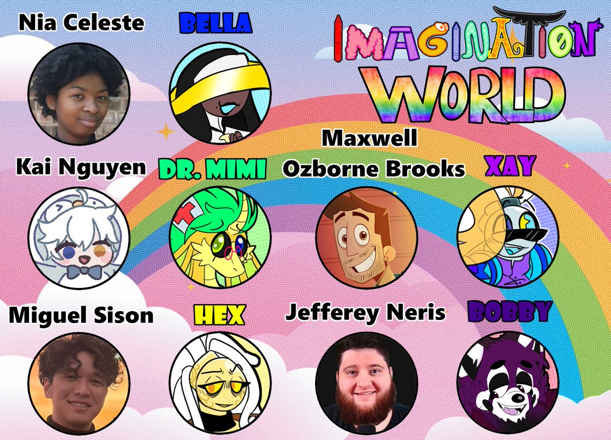 LaniYuja's tweet photo. Thanks, everyone, for the demo reels!
---
Here are our official VAs for #ImaginationWorld!
Welcome to the team!
(2/2)
PLEASE WELCOME OUR NEW SIDE/MINI CHARACTERS!!
@TPOTcos
@xaeal_
@ToastieBo1
@PantslessF
@JeffereyNerisVA https://t.co/4HhMTVOPr8