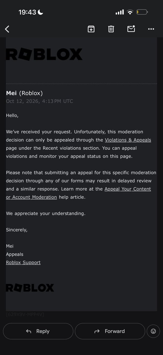 willforvermissu's tweet photo. Roblox has wrongly moderated and deleted both my accounts. I’ve seen more people experiencing the same issue and really need an actual moderator to look through thus since I am tired of getting ai responses. https://t.co/6vvXOXZYDD