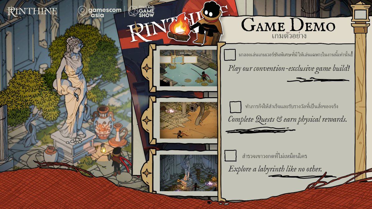 Rinthine_Game's tweet photo. Rinthine is going to the Gamescom Asia x Thailand Game Show!!

If you're attending the event, be sure to stop by, play our exclusive convention demo, and get some fun rewards!

See you there °˖✧◝(⁰▿⁰)◜✧˖°
#gamescomasia #thailandgameshow #rinthine https://t.co/GwSH9vDdOM