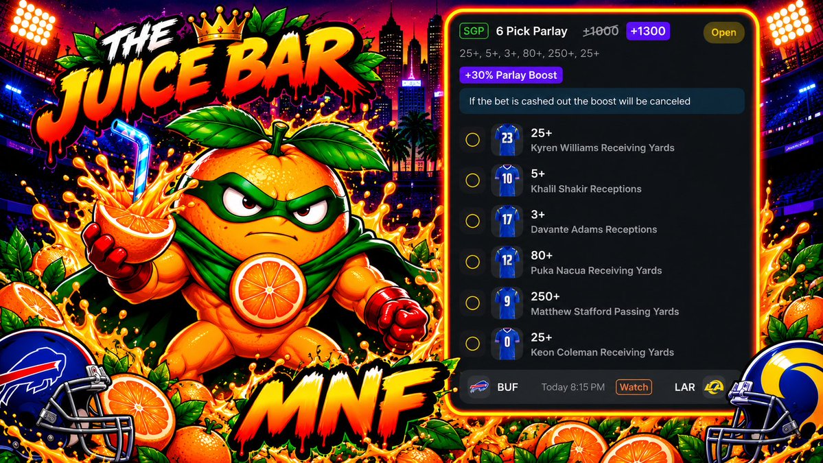 The_Juic3Man's tweet photo. Need some change for something strange

#MNF #NFL #Gambling𝕏 @Playbook #TheJuiceBar #Jugo 🍊 https://t.co/BIhUUn1bNv