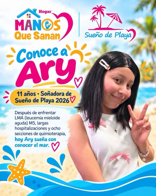 manosquesanan's tweet photo. Con solo 11 años, Ary nos ha enseñado lo que es ser fuerte. Tras meses de tratamientos y hospital, ¡hoy vuelve a sonreír! 🥹
​Es una de nuestras soñadoras que volará a conocer el mar. 🌊💗
​💬 Comenta "YO QUIERO" y ayúdanos a cumplir más sueños. ✨ https://t.co/839w6g5wBO
