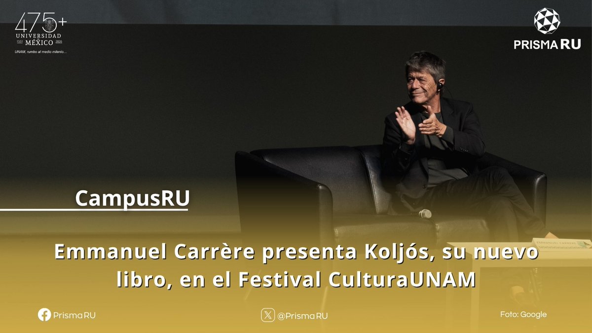 PrismaRU's tweet photo. 💠Emmanuel Carrère presenta su nuevo libro "Koljós" en el Cento Cultural Universitario para el #FestivalCulturaUNAM | Nuestra compañera Cyndi Pérez Ramírez nos comparte la información.
#RelatamosAlMundo🌎 #RadioUNAM 96.1 FM 📻 https://t.co/UUItwh6FAf