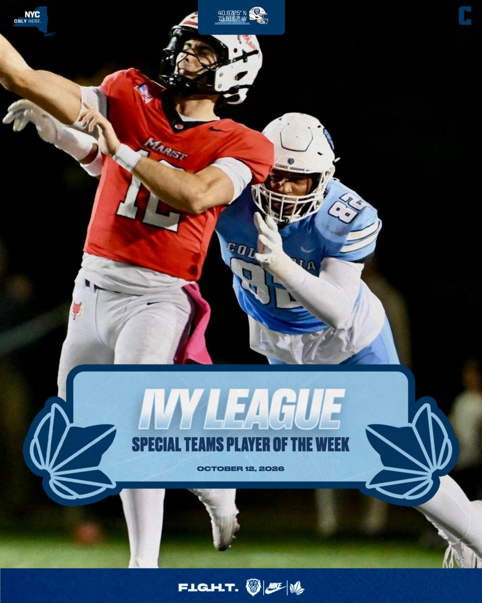 CULionsFB's tweet photo. Huge 👏 for Bryce Coleman (Rookie) and Jonah Walker (Special Teams) for taking @ivyleague weekly honors!

🗞️ https://t.co/jDt31LWOAm

F.I.G.H.T.

#RoarLionRoar 🦁 // #OnlyHere 🗽 https://t.co/niLO0Fuy6F