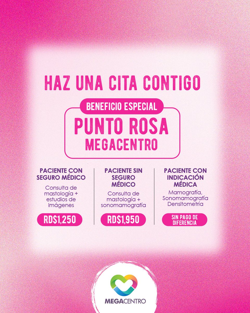 MegacentroRD's tweet photo. Muchas veces los mitos nos hacen posponer decisiones importantes sobre nuestra salud.

Este mes de octubre, tómate un momento para agendar tu revisión. La prevención a tiempo hace la diferencia. 💗

Mito #2 

#Megacentro https://t.co/S3Tf5zJuhR