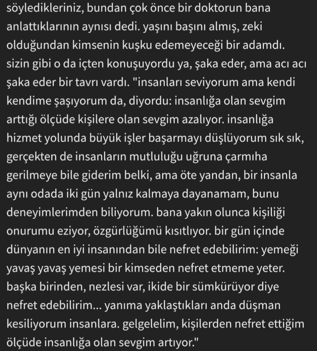 nachbitte's tweet photo. karamazov kardeşler açıkçası benim için büyük engizisyoncu bölümü filan değil, bu paragraftaki devam eden cümlelerdir. Okurkenki etkilenmemi hâlâ hatırlıyorum, kafamda dağınık yüzen düşünceler sıraya konulmuş gibiydi. https://t.co/uiiiMdBOLy