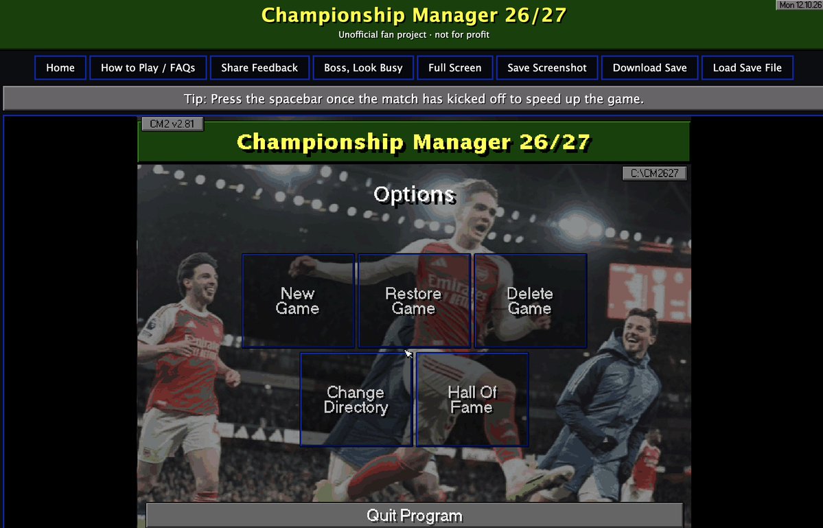 nocontextfm1's tweet photo. The old Championship Manager has been released as a browser game and has been updated with 26/27 squads! 😍

ENJOY! - https://t.co/dZbAG9nrB2 https://t.co/LqH0SJRSjs