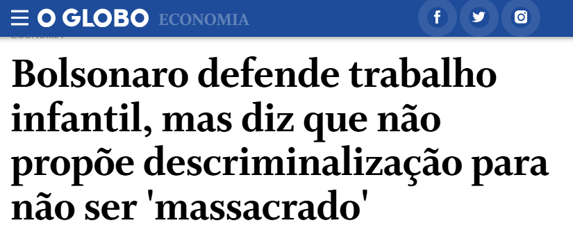 comunadememes's tweet photo. Esse dia das crianças me fez lembrar de quando Bolsonaro defendia o trabalho infantil.

Criança tem que estar na escola para estudar e brincar, não trabalhar.

Fora, Flávio! https://t.co/QdQd36Ag2R