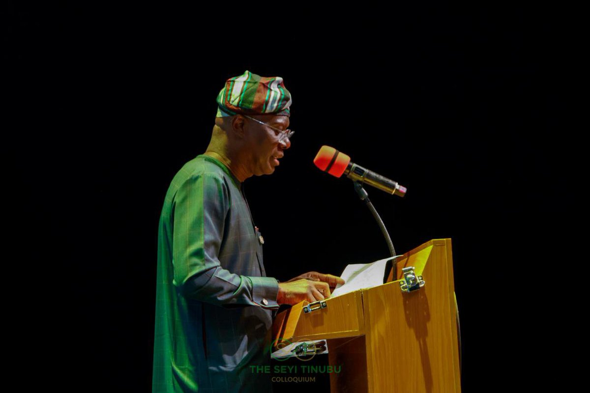 TheSTColloquium's tweet photo. Lagos State Governor, H.E. Babajide Sanwo-Olu, sharing insights on the importance of building a future where young people have the opportunity to thrive today at The Seyi Tinubu Colloquium. https://t.co/yjyi0vWOJ0