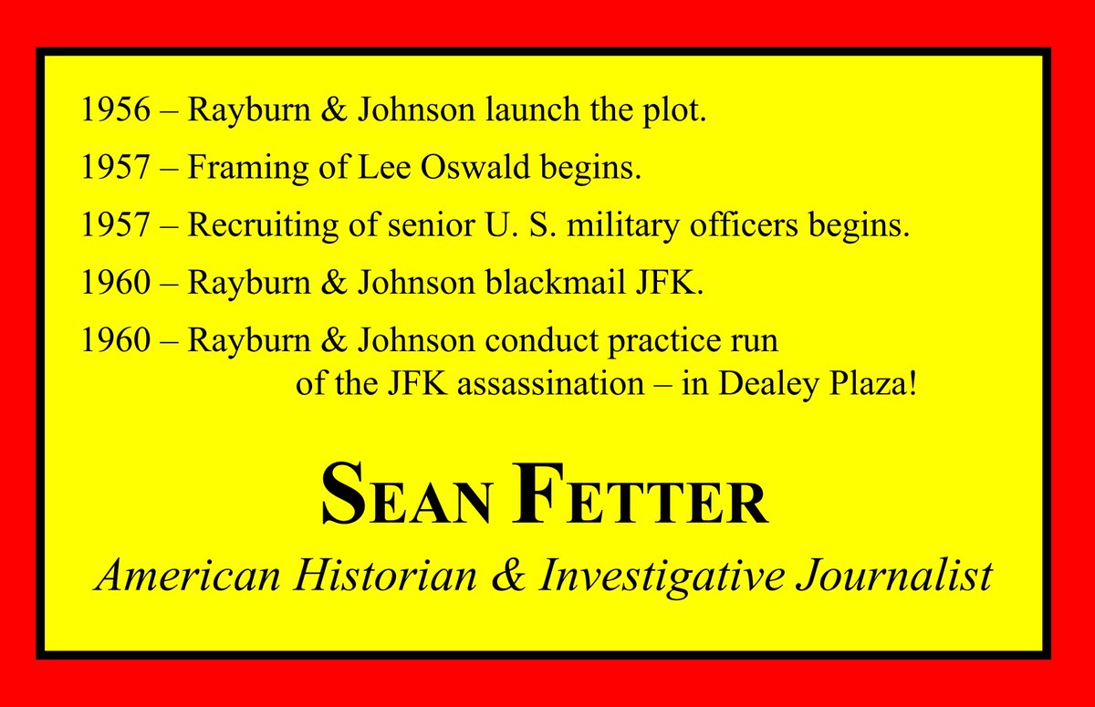 seanfetterjfk's tweet photo. The TRUE chronology
obliterates every childish
"theory" ever spouted by
lone-nutters and
JFK "researchers."
Read it. Learn it. Know it.
#JFK #Kennedy
#Truth #Reality #USA
#LBJ #Rayburn #Texas
#JFKassassination
#Evidence #Law
#JFKRecords
#History #Nonfiction https://t.co/4WeDDSsy7w