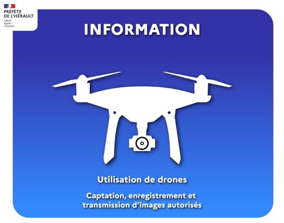 Prefet34's tweet photo. #manifestations lycéennes |
Un arrêté préfectoral autorise la captation, l’enregistrement et la transmission d’images au moyen de caméras installées sur des aéronefs (drones) sur l’agglomération de #Montpellier aux abords immédiats des lycées Joffre, Clemenceau, Léonard de Vinci, Monnet, Mermoz, Guesde et Mendes France de 6h30 à 18h30 du 13 au 16 octobre 2026.