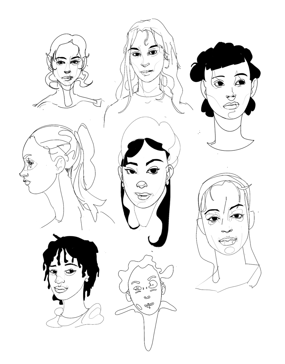 artneew's tweet photo. Recent #portrait ideation with emphasis on shaping my personal style. Also a good #lineart workout! #artmoots https://t.co/ZBtxQnXKFD