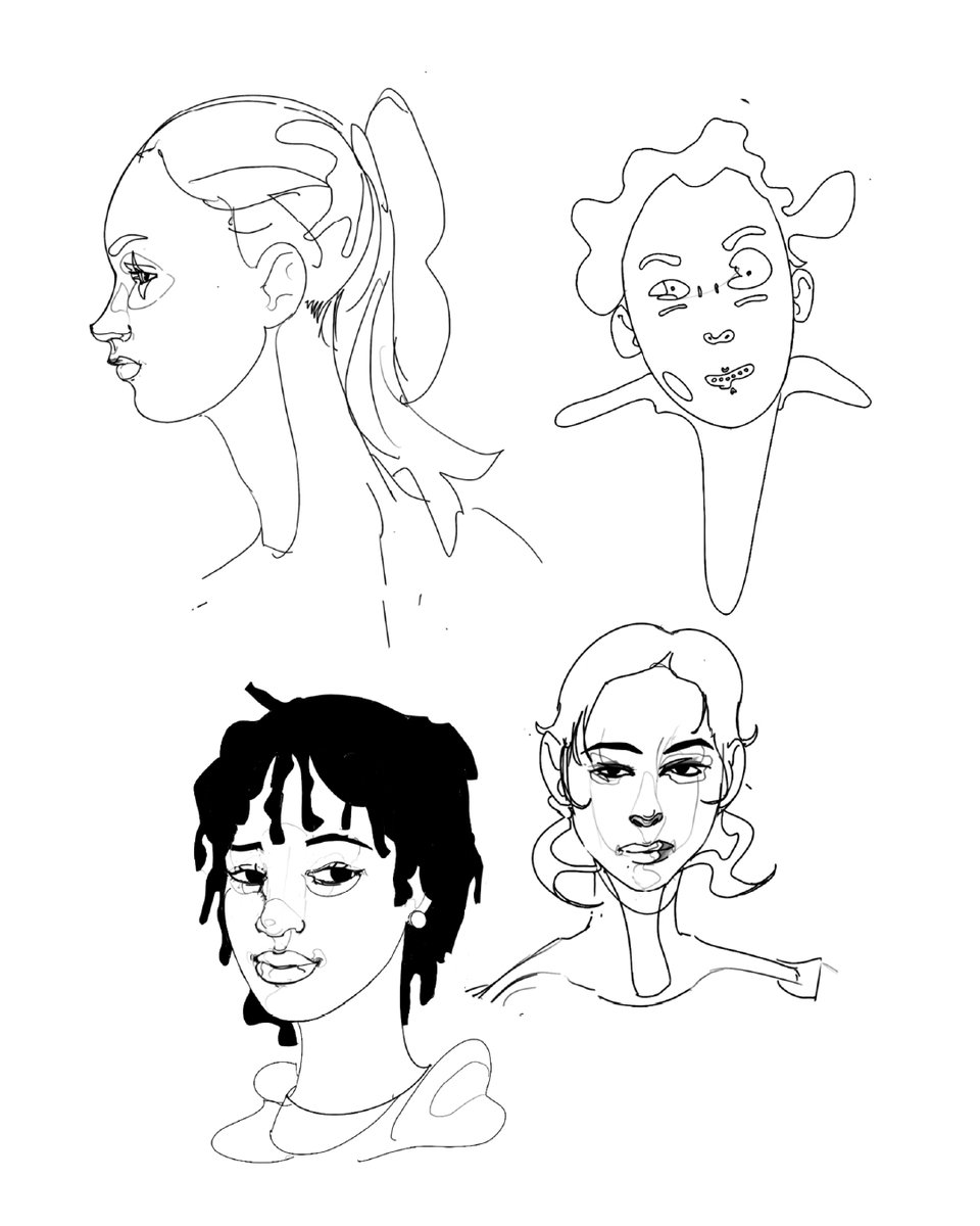 artneew's tweet photo. Recent #portrait ideation with emphasis on shaping my personal style. Also a good #lineart workout! #artmoots https://t.co/ZBtxQnXKFD
