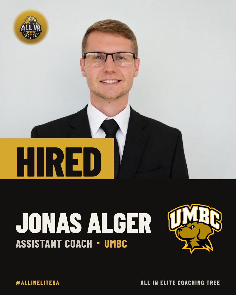 allineliteua's tweet photo. Congrats to Coach Jonas Alger on being hired at UMBC!

Coach Alger was the Director of All In Elite Kentucky branch for our inaugural season in 2026

ALL IN
@JonasAlger @coachsmartin310 @RyanSilver1 https://t.co/Uz5HIrdczs